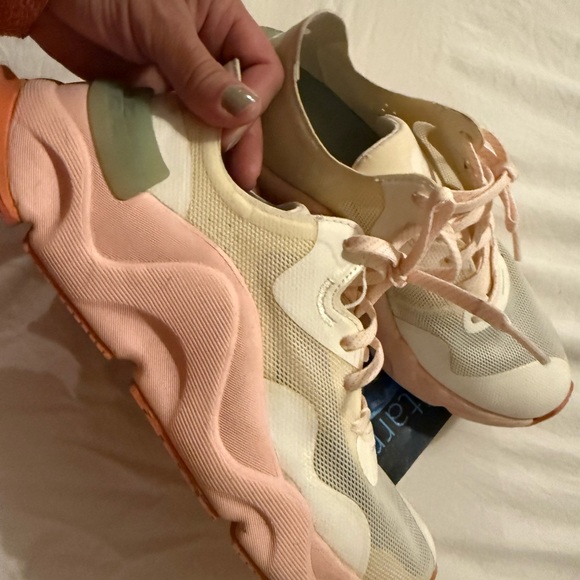 Sorel Shoes - Sorel Cream and Pink Chunky Sneakers